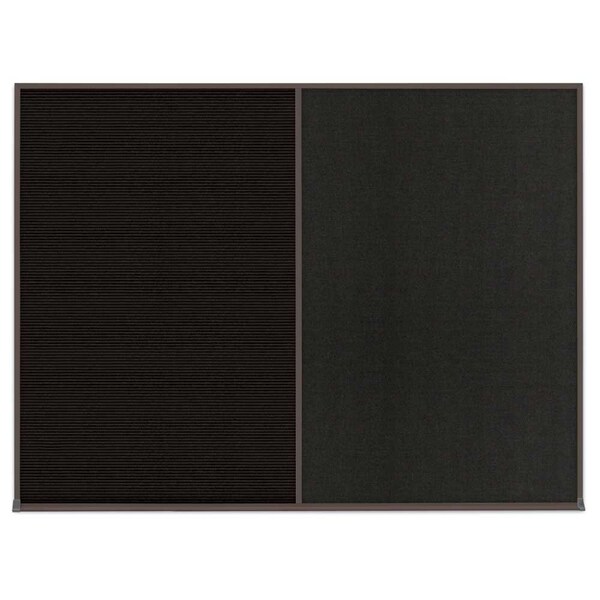 United Visual Products Double Door Radius Corkboard, 42"X32", B UV80025-BRONZE-BUFF - main